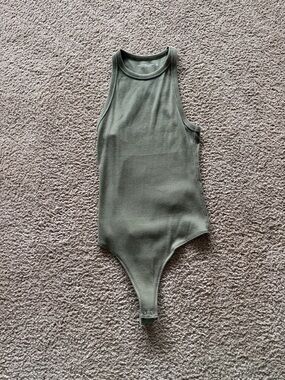 A&F Olive Green Ribbed Tank Bodysuit